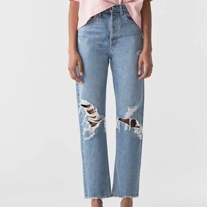 AGOLDE 90's Mid Rise Loose Fit distressed straight-leg jeans | Fall Out wash